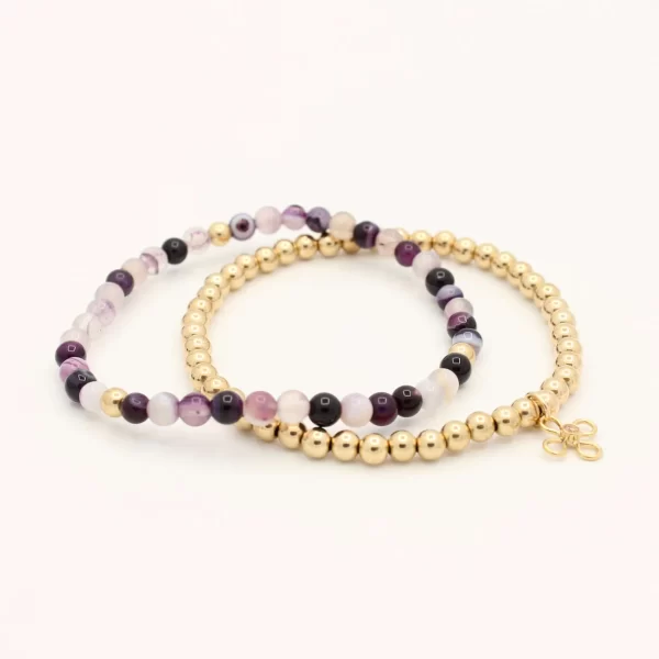 Agaat Lilac set armbandjes