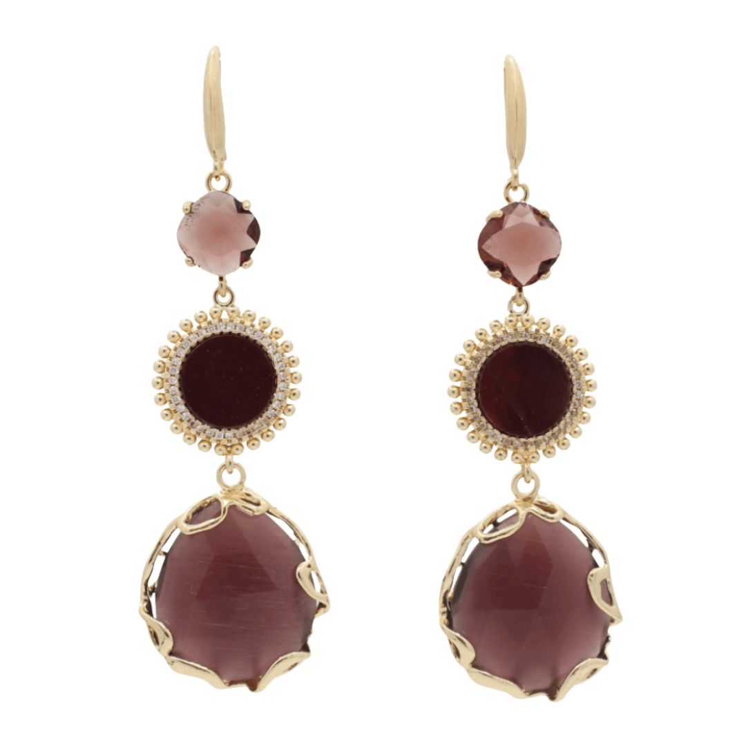 High end gouden oorbellen met edelstenen - PaulinaM PaulinaM - Handgemaakte, high end armbanden, oorbellen en Colliers