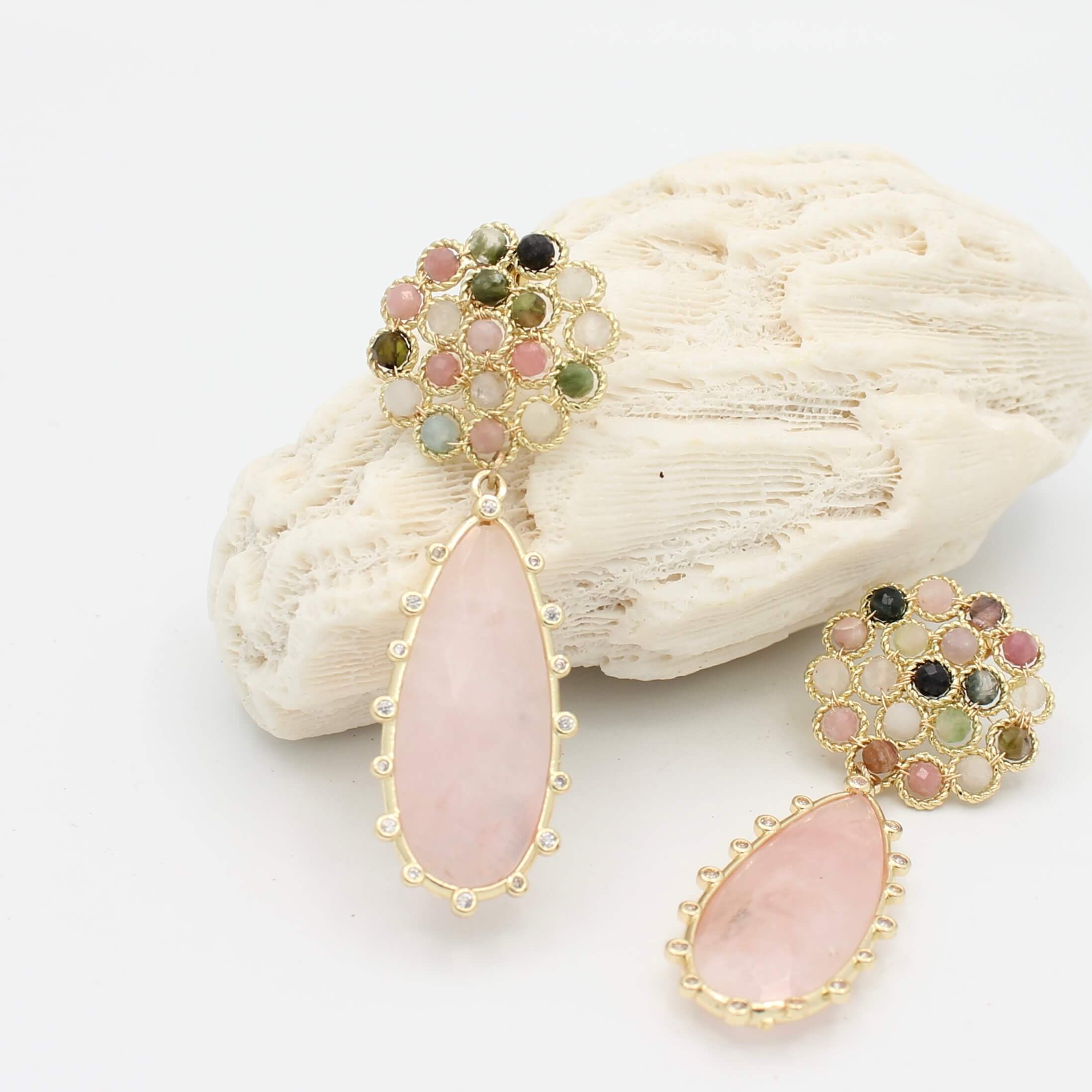 Summer vibe oorbellen | Rose Quartz - Afbeelding 2