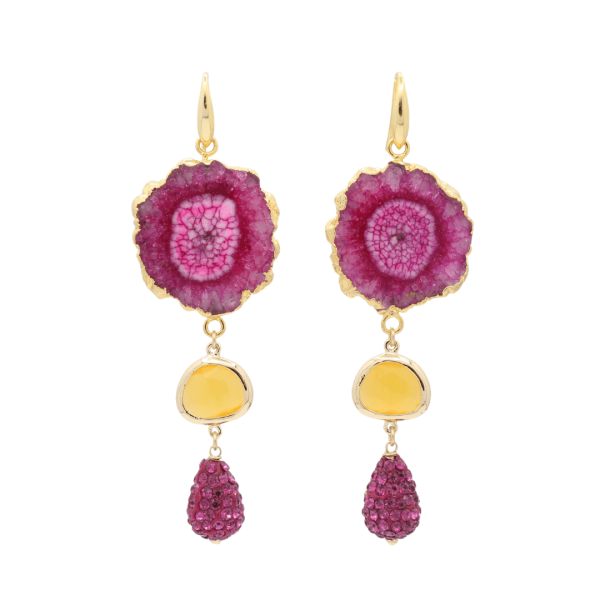Exclusive ~ oorhangers pink Eye Agaat & sparkle drop