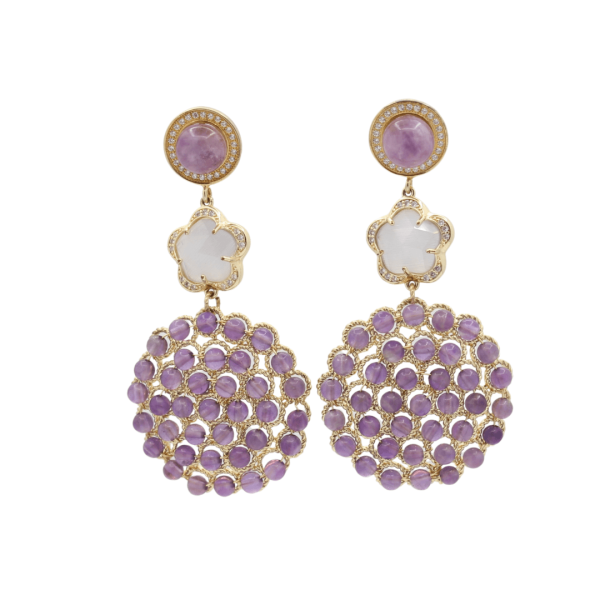 Beaded Flower ~ Amethist Oorstekers