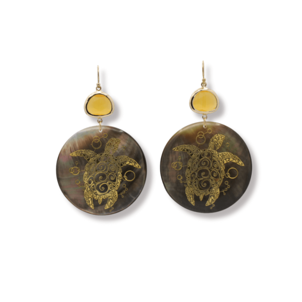 Golden Turtle Shell oorhangers