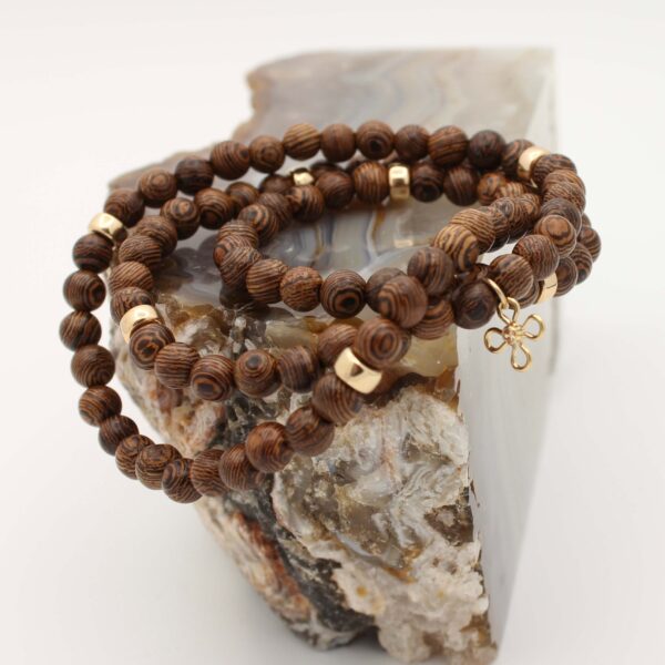 3 Wrap armband met Snake Wood & Gold Filled