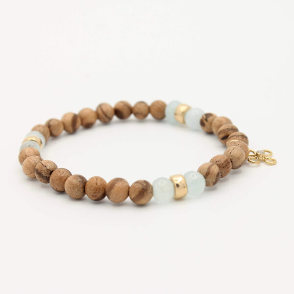 Vietnamees Agar Wood armband met Aquamarijn