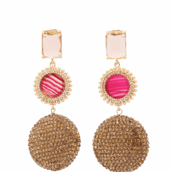 Roze oorbellen met Marcasite in goud