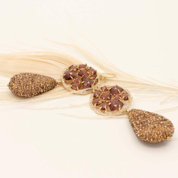 Burgundy Catch Marcasite oorhangers