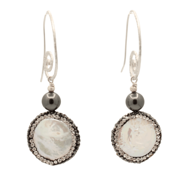Pearl Marcasite oorhangers