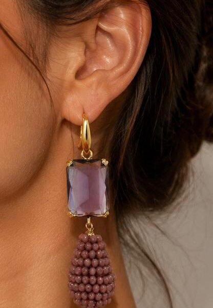 Luxury Purple Beaded Drop ~ Crystal oorhangers