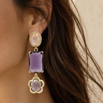Statement Lange oorbellen Paars