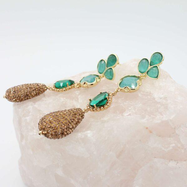 Dames oorbellen Groen en Goud