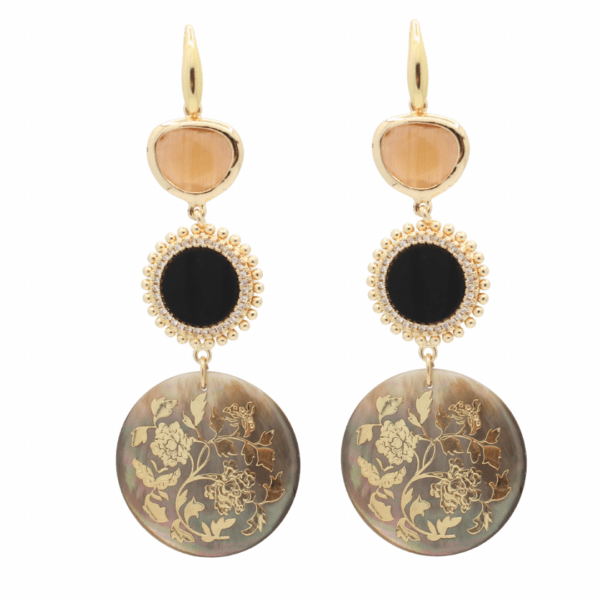 Bora Bora Oorbellen – Luxe statement oorbellen met Cat’s Eye en Shell hanger