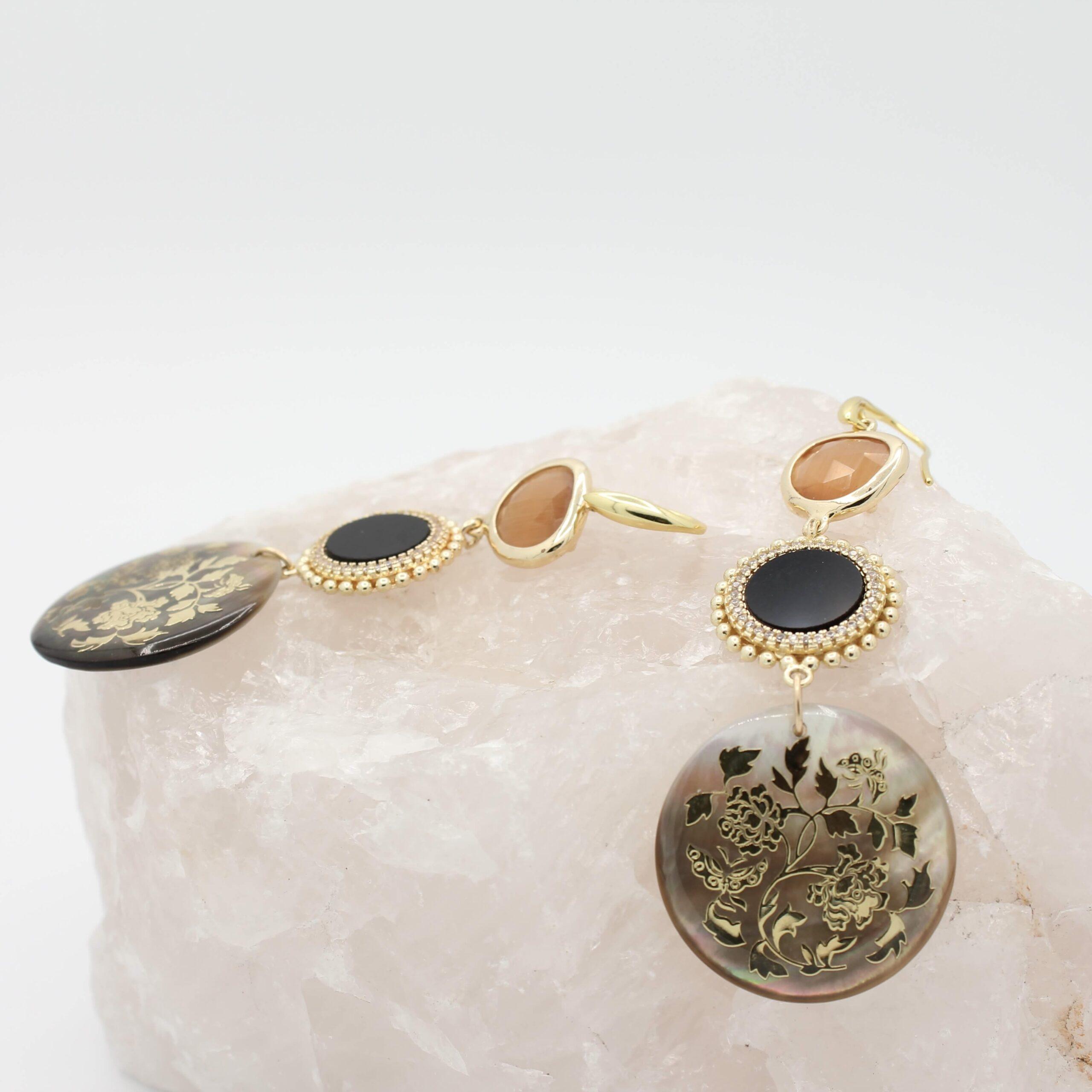 Bora Bora Oorbellen – Luxe statement oorbellen met Cat’s Eye en Shell hanger - Afbeelding 3