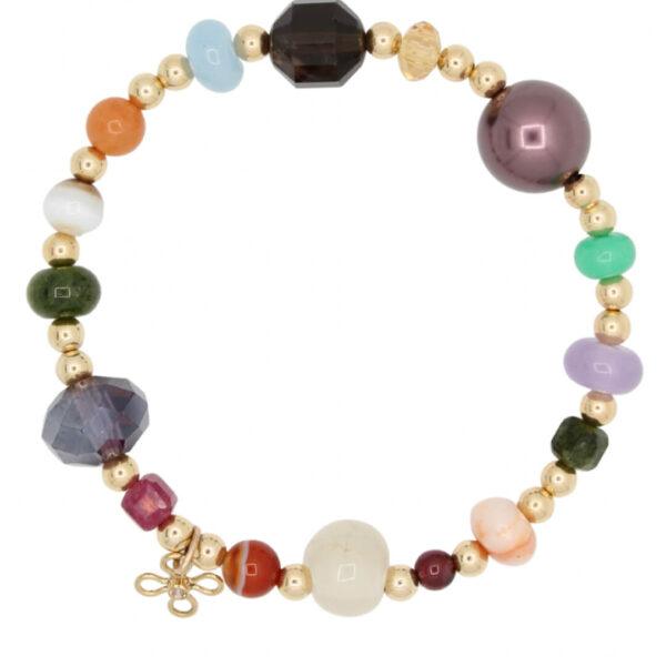 Gold Filled armband met kleurrijke edelstenen, pearls en kristal kralen – PaulinaM