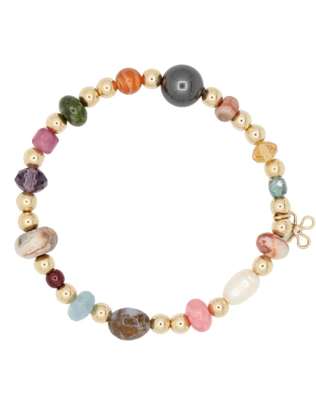 Color Fun-Gold Filled en Edelsteen Gold Filled armband met kleurrijke edelstenen, pearls en kristal kralen – PaulinaM